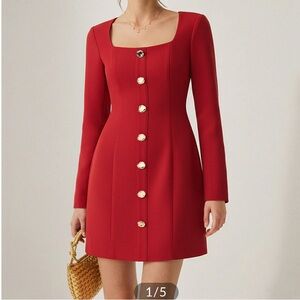 Commense Scarlet Buttoned Mini Dress